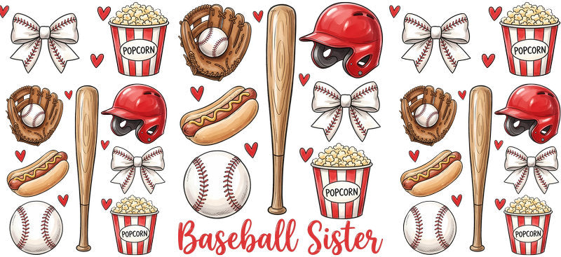 Baseball Sister Icons UV DTF Cup Wrap for 16oz Libbey Glass KA-6468