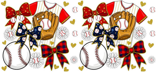 Baseball Bow Checker UV DTF Cup Wrap for 16oz Libbey KA-6473