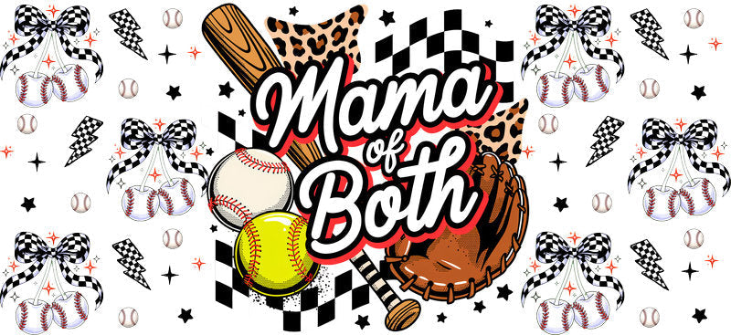 Mama Of Both Checker UV DTF Cup Wrap for Libbey Glass KA-6476