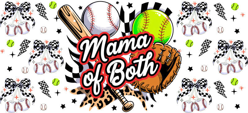 Mama Of Both Softball Baseball UV DTF Cup Wrap KA-6477