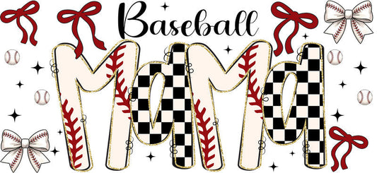 Baseball Bow Checkered UV DTF Cup Wrap for Libbey KA-6488