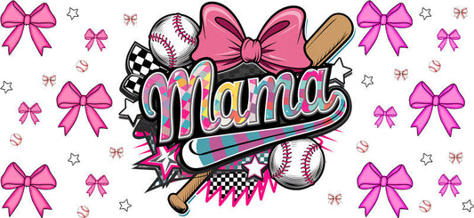 Mama Pink Softball UV DTF Cup Wrap for Libbey Glass KA-6489