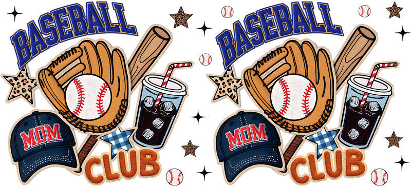 Baseball Club Game Day UV DTF Cup Wrap for 16oz Libbey KA-6490