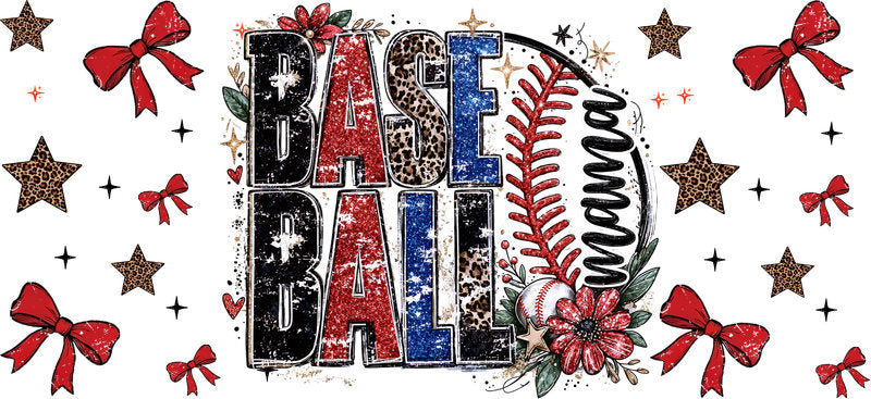 Baseball Mama Stars UV DTF Cup Wrap for Libbey Glass KA-6491