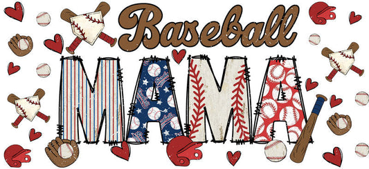 Baseball Mama Retro UV DTF Cup Wrap for 16oz Libbey KA-6492