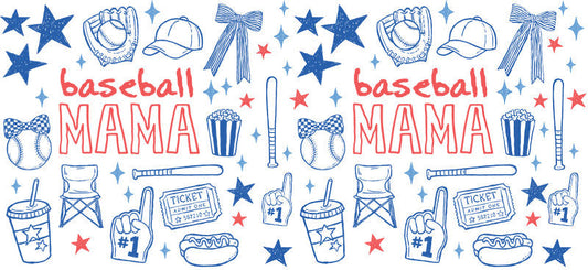 Baseball Mama Blue UV DTF Cup Wrap for Libbey Glass KA-6499