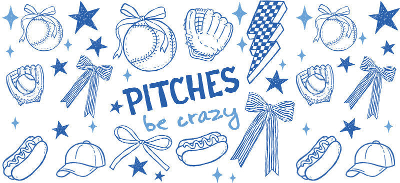 Pitches Be Crazy Baseball UV DTF Cup Wrap for Libbey Glass KA-6501