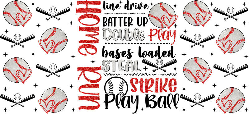 Home Run Baseball Softball UV DTF Cup Wrap KA-6505