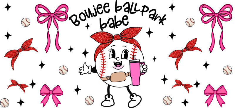 Bowed Up Baseball Babe UV DTF Cup Wrap for Libbey Glass KA-6508