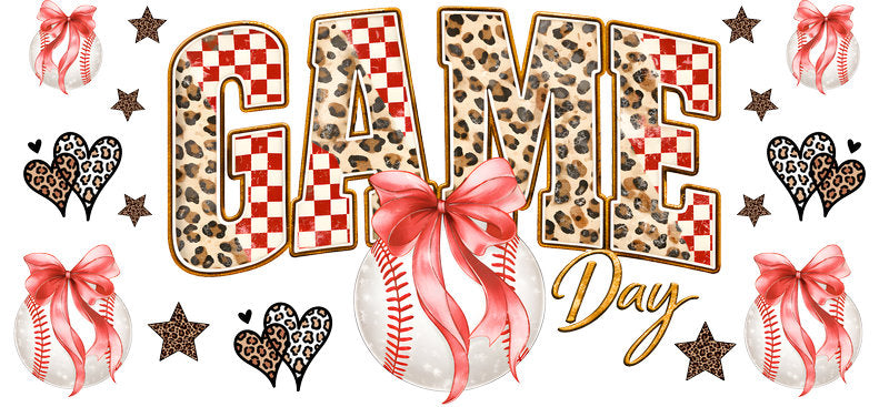 Game Day Leopard Bow UV DTF Cup Wrap for Libbey Glass KA-6510