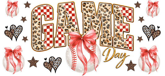 Game Day Leopard Bow UV DTF Cup Wrap for Libbey Glass KA-6510