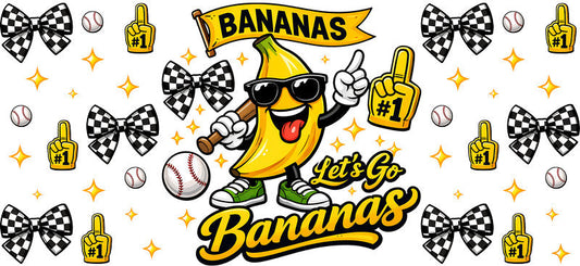 Go Bananas Baseball UV DTF Cup Wrap for Libbey Glass KA-6515