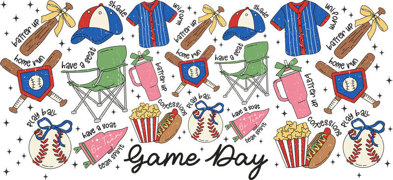 Game Day Sports Icons UV DTF Cup Wrap for Libbey Glass KA-6518