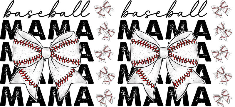 Baseball Mama Black Bow UV DTF Cup Wrap for Libbey KA-6520