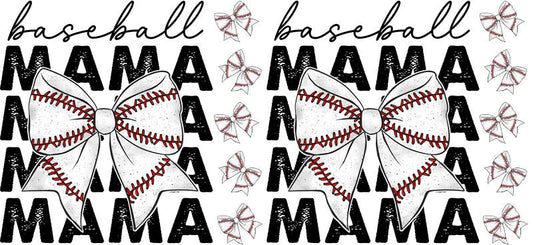 Baseball Mama Black Bow UV DTF Cup Wrap for Libbey KA-6520
