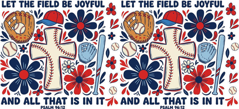 Baseball Floral Bow UV DTF Cup Wrap for Libbey Glass KA-6521