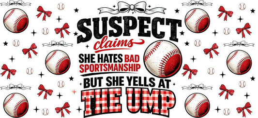 Suspect Softball Mom UV DTF Cup Wrap for Libbey Glass KA-6530