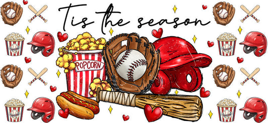 Tis The Season Baseball UV DTF Cup Wrap for Libbey Glass KA-6535