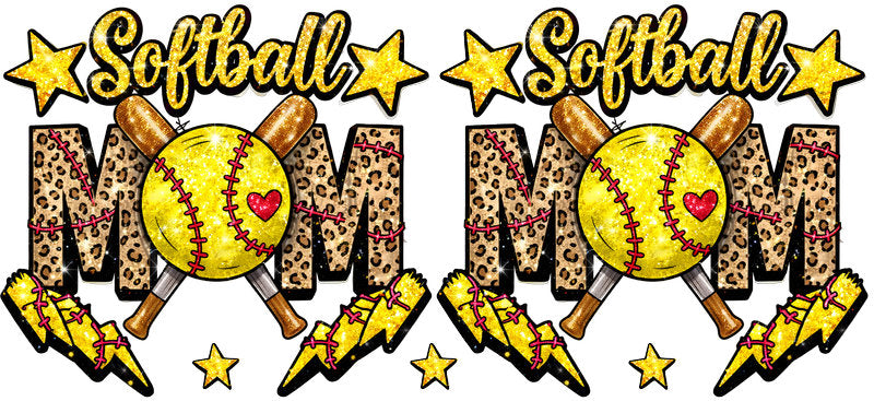 Softball Mom Stars UV DTF Cup Wrap for 16oz Libbey Glass KA-6545