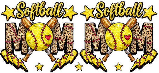 Softball Mom Stars UV DTF Cup Wrap for 16oz Libbey Glass KA-6545