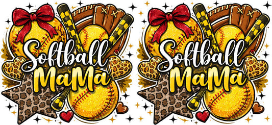 Softball Mama Glitter UV DTF Cup Wrap for 16oz Libbey Glass KA-6547