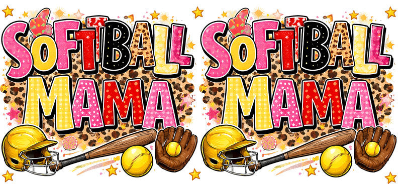 Softball Mama Retro Bow UV DTF Cup Wrap for 16oz Libbey Glass KA-6553