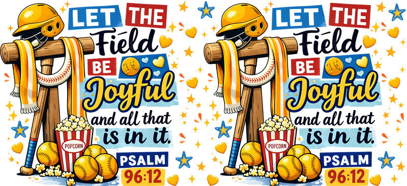 Let The Field Be Joyful Softball UV DTF Cup Wrap for 16oz Libbey Glass KA-6555