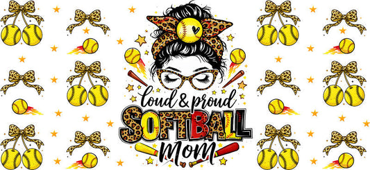 Softball Mom Bee UV DTF Cup Wrap for 16oz Libbey Glass KA-6564