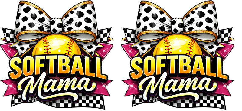 Softball Mama Checker UV DTF Cup Wrap for 16oz Libbey Glass KA-6565