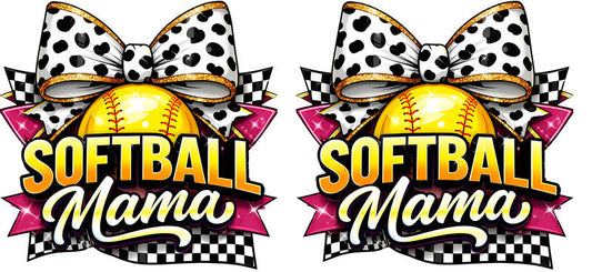 Softball Mama Checker UV DTF Cup Wrap for 16oz Libbey Glass KA-6565