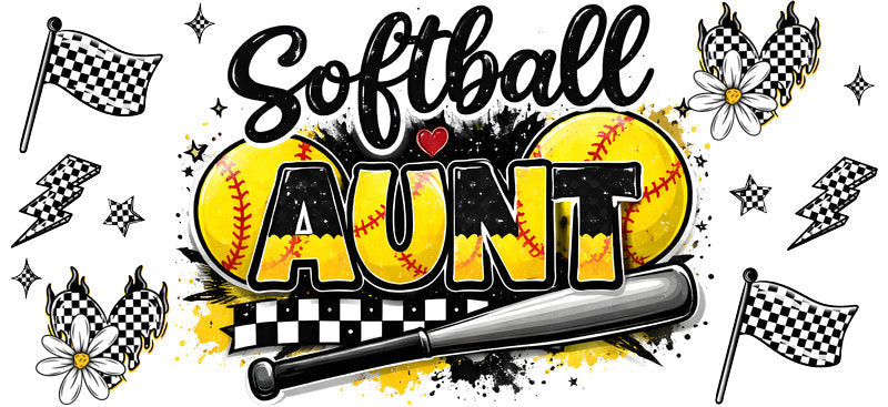 Softball Aunt UV DTF Cup Wrap for 16oz Libbey Glass KA-6566