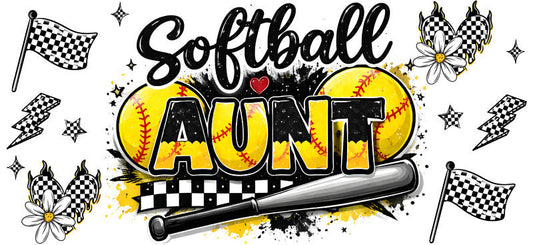 Softball Aunt UV DTF Cup Wrap for 16oz Libbey Glass KA-6566