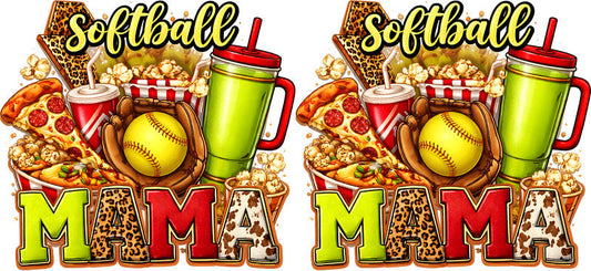 Softball Mama Snack UV DTF Cup Wrap for 16oz Libbey Glass KA-6569