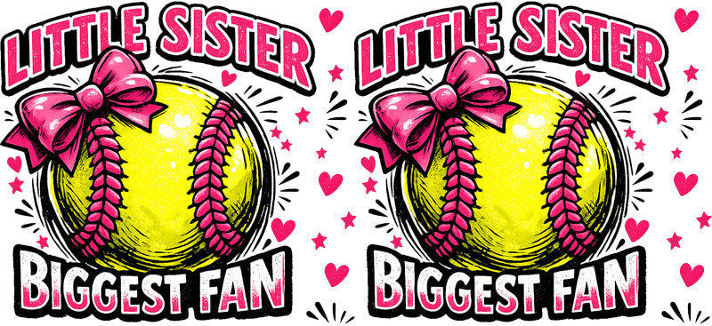 Little Sister Softball Fan UV DTF Cup Wrap for 16oz Libbey Glass KA-6573