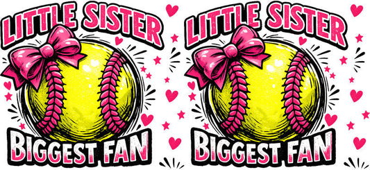 Little Sister Softball Fan UV DTF Cup Wrap for 16oz Libbey Glass KA-6573