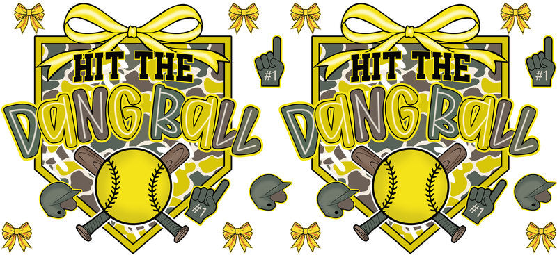 Hit The Ding Ball Softball UV DTF Cup Wrap for 16oz Libbey Glass KA-6579