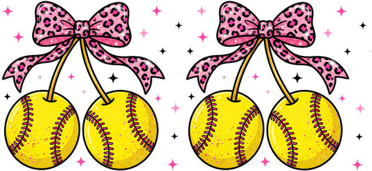 Softball Yellow Bow UV DTF Cup Wrap for 16oz Libbey Glass KA-6581