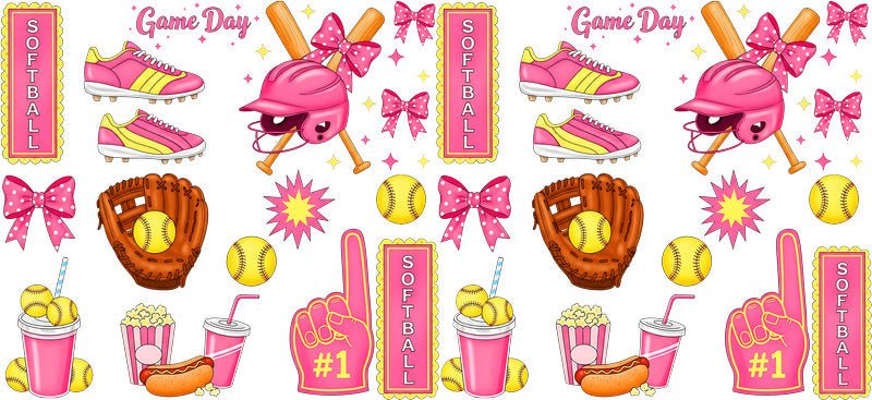 Softball Game Day Accessories UV DTF Cup Wrap for 16oz Libbey Glass KA-6590