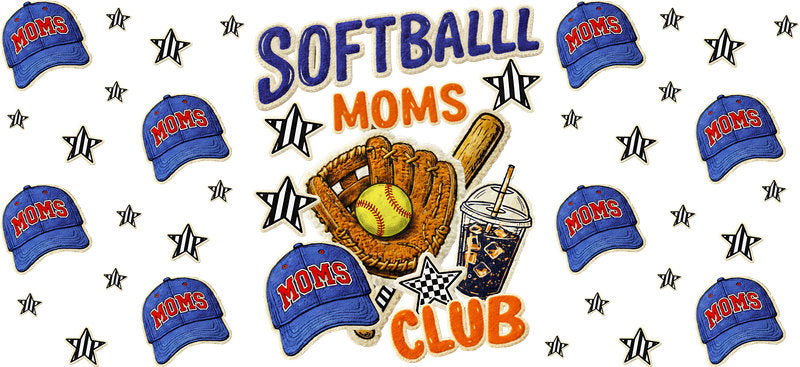 Softball Moms Club UV DTF Cup Wrap for 16oz Libbey Glass KA-6592