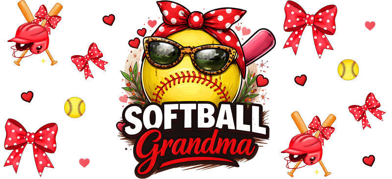 Softball Grandma UV DTF Cup Wrap for 16oz Libbey Glass KA-6601