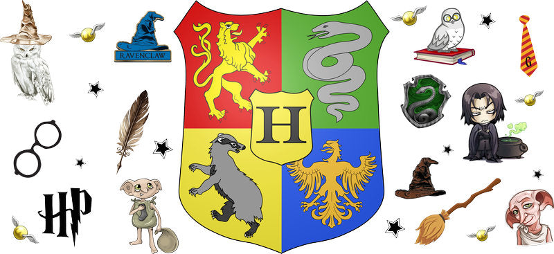 Hogwarts House Crest UV DTF Cup Wrap for 16oz Libbey Glass KA-6610