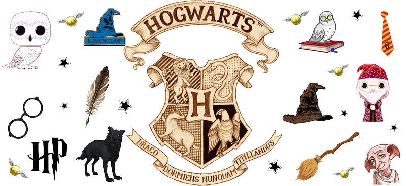 Hogwarts School Crest UV DTF Cup Wrap for 16oz Libbey Glass KA-6612