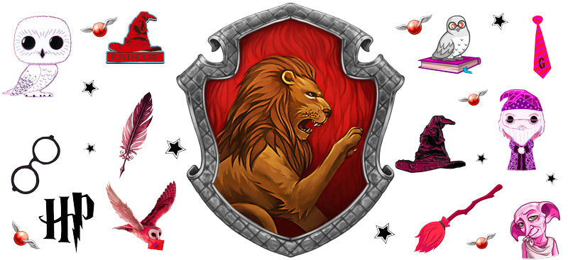 Gryffindor Shield Harry Potter UV DTF Cup Wrap for 16oz Libbey Glass KA-6615