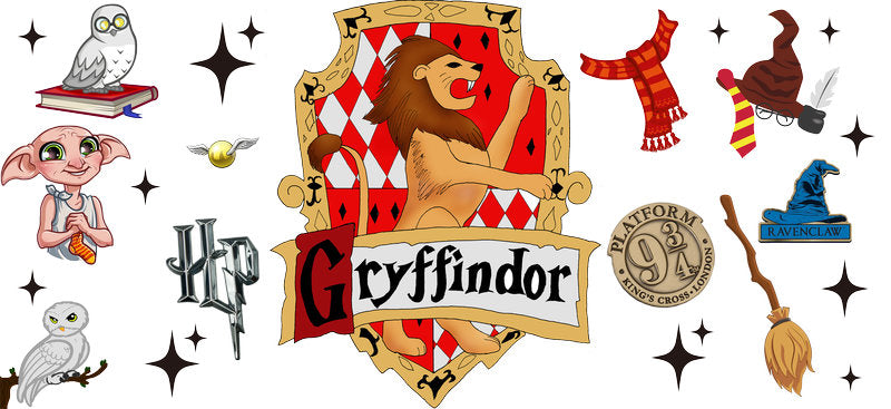Gryffindor Crest Harry Potter UV DTF Cup Wrap for 16oz Libbey Glass KA-6616