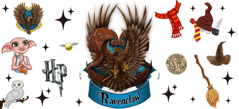 Ravenclaw Eagle Shield UV DTF Cup Wrap for 16oz Libbey Glass KA-6621