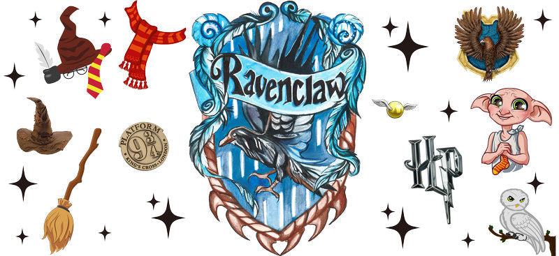 Ravenclaw Ice Crest UV DTF Cup Wrap for 16oz Libbey Glass KA-6622