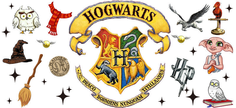Hogwarts Gold School UV DTF Cup Wrap for 16oz Libbey Glass KA-6628