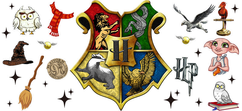 Hogwarts House Banner UV DTF Cup Wrap for 16oz Libbey Glass KA-6629
