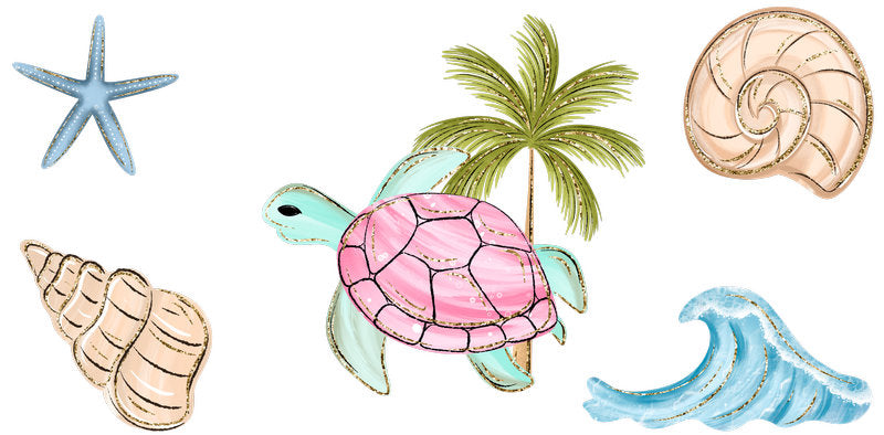 Sea Turtle Beach UV DTF Cup Wrap for 16oz Libbey Glass KA-6672