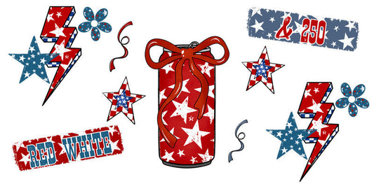 USA Lightning Bow UV DTF Cup Wrap for 16oz Libbey Glass KA-6677